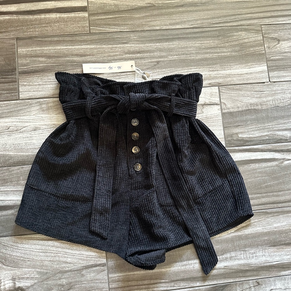 Black corduroy Women's Shorts